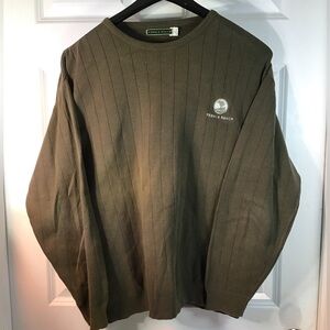 Pebble Beach Men's Green Ribbed Crewneck Sweater